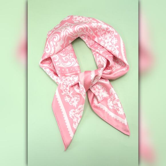 A218S • Paisley Pink Silky Bandana Scarf - Picture 1 of 6